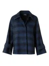 Akris Alisa Check Wool Double Face Jacket In Blue
