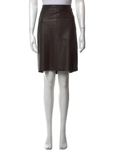 Pre-owned Akris Calf Leather Mini Skirt In Brown
