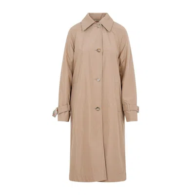 AKRIS CAMEL MULTICOLOR WOOL FLANNEL COAT