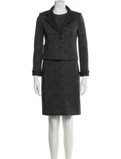 Pre-owned Akris Cardigan Set Printed Dress Set In Gray