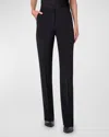 AKRIS CARL MID-RISE SILK CREPE STRAIGHT-LEG PANTS