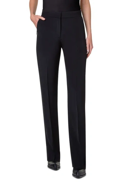 Akris Carl Silk Crepe Pants In Black