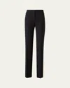 Akris Carl Straight Leg Stonewashed Twisted Linen Wool Pants In Black