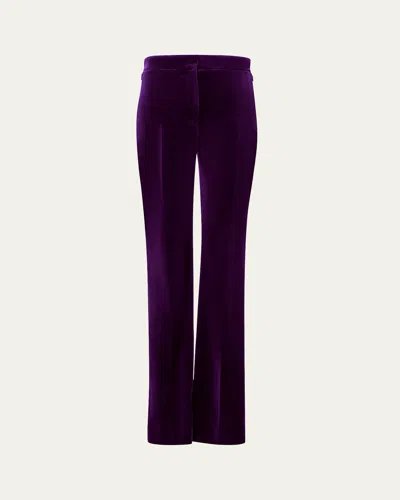 Akris Carl Stretch Velvet Pants In Kale Green