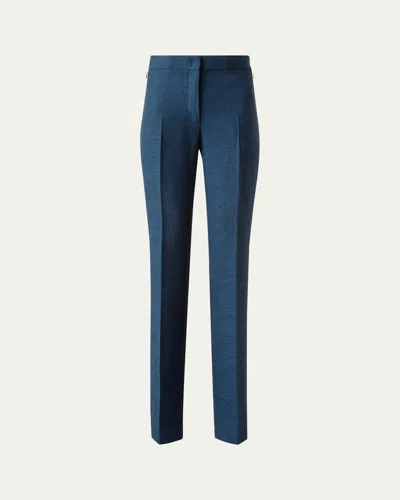 Akris Carl" Structured Double-face Cotton Silk Pants In Blue