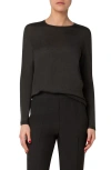 Akris Crewneck Cashmere-silk Seamless Fine Gauge Knit Sweater In Kale Green