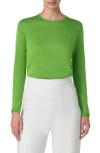 Akris Cashmere & Silk Fine Rib Sweater In Grass Green