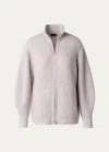 Akris Cashmere And Silk Knit Cardigan With Boucle Front In Greige