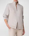 Akris Cashmere And Silk Knit Cardigan With Boucle Front In Greige