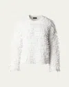 Akris Loop Knit Wool Blend Crewneck Sweater In Ecru