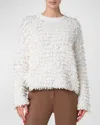 Akris Loop Knit Wool Blend Crewneck Sweater In Ecru