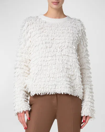 AKRIS CASHMERE AND WOOL LOOPS KNIT SWEATER