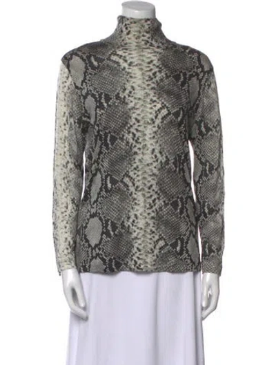 Pre-owned Akris Cashmere Animal Print Blouse In Black