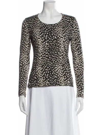 Pre-owned Akris Cashmere Animal Print Top In White