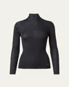 Akris Cashmere-blend Fine Ribbed Knit Top In Charcoal