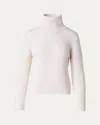 Akris Cashmere-blend Two-tone Mouline Knit Sweater In Ecru-greige