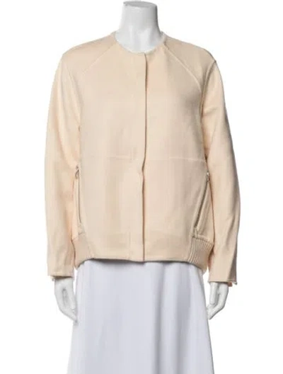 Pre-owned Akris Cashmere Bomber Jacket In Neutrals/pink