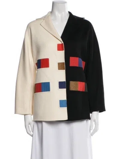 Pre-owned Akris Cashmere Colorblock Pattern Jacket In Neutral