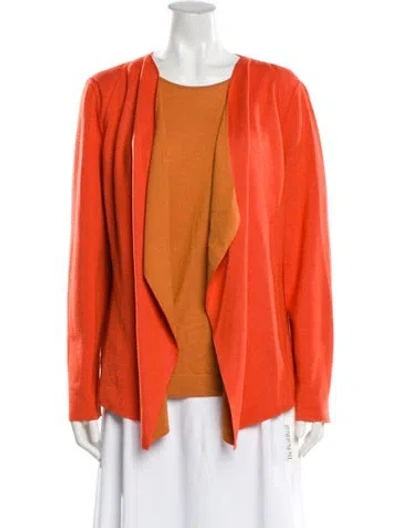 Pre-owned Akris Cashmere Colorblock Pattern Set In Orange