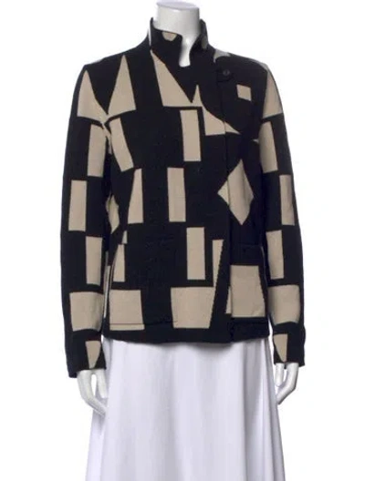 Pre-owned Akris Cashmere Colorblock Pattern Sweater In Black