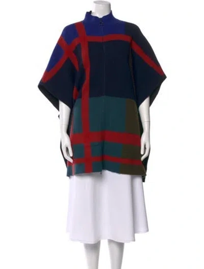 Pre-owned Akris Cashmere Colorblock Pattern Sweater In Blue