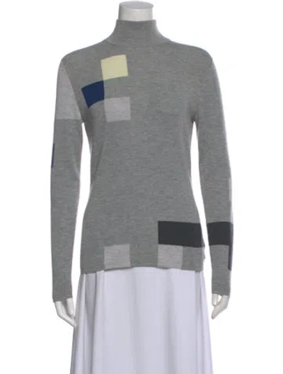 Pre-owned Akris Cashmere Colorblock Pattern Sweater In Gray