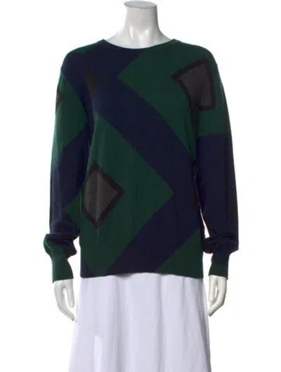Pre-owned Akris Cashmere Colorblock Pattern Sweater In Green