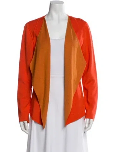 Pre-owned Akris Cashmere Colorblock Pattern Sweater In Orange