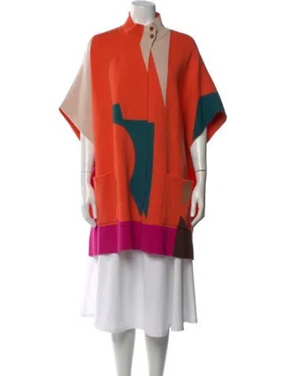 Pre-owned Akris Cashmere Colorblock Pattern Sweater In Orange