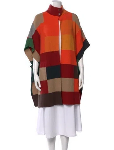 Pre-owned Akris Cashmere Colorblock Pattern Sweater In Orange