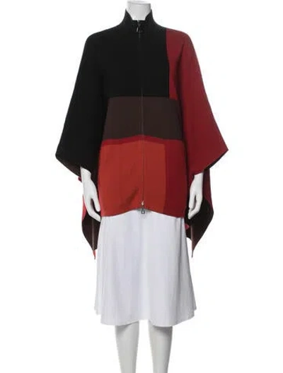 Pre-owned Akris Cashmere Colorblock Pattern Sweater In Red