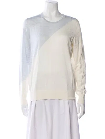 Pre-owned Akris Cashmere Colorblock Pattern Sweater In White