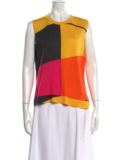 Pre-owned Akris Cashmere Colorblock Pattern Sweater In Yellow