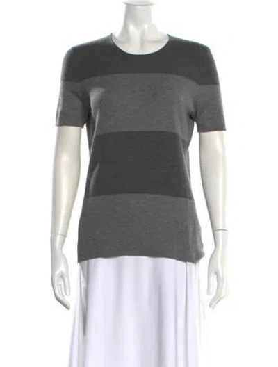 Pre-owned Akris Cashmere Colorblock Pattern Top In Gray
