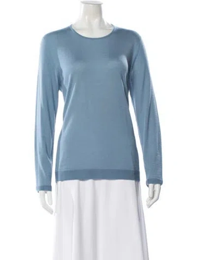 Pre-owned Akris Cashmere Crew Neck Sweater In Blue