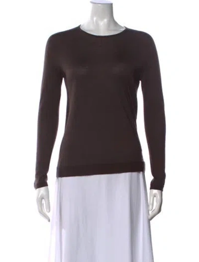 Pre-owned Akris Cashmere Crew Neck Sweater In Brown