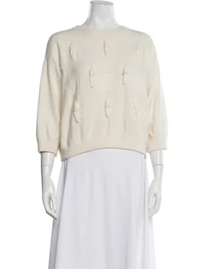 Pre-owned Akris Cashmere Crew Neck Sweater In Neutrals