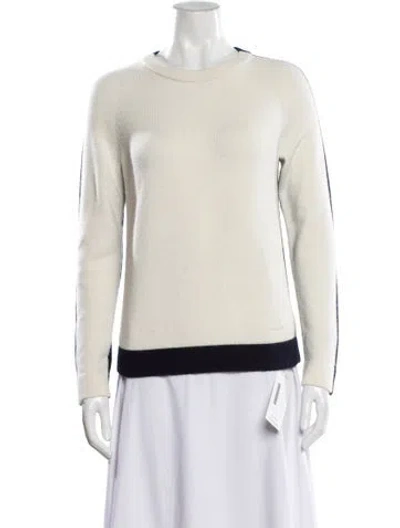 Pre-owned Akris Cashmere Crew Neck Sweater In White