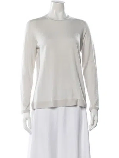 Pre-owned Akris Cashmere Crew Neck Sweater In White