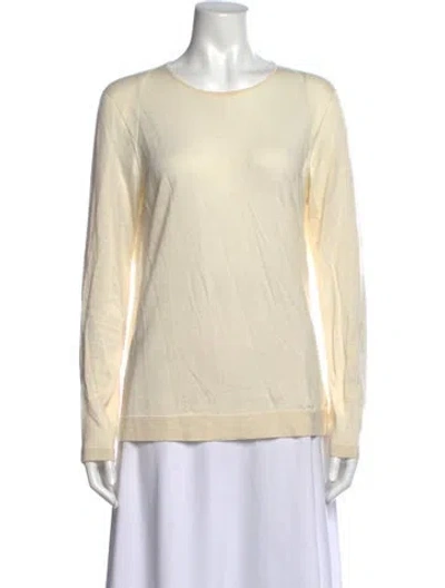 Pre-owned Akris Cashmere Crew Neck Sweater In White