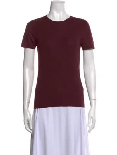 Pre-owned Akris Cashmere Crew Neck T-shirt In Burgundy