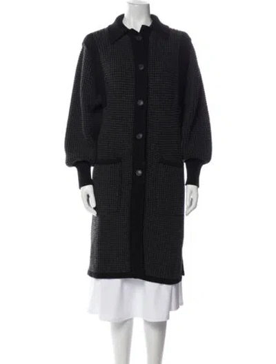 Pre-owned Akris Cashmere Faux Fur Coat In Black