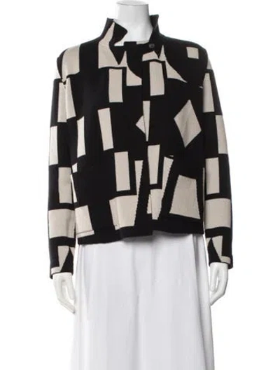Pre-owned Akris Cashmere Graphic Print Jacket In Black