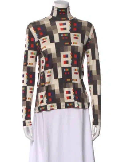 Pre-owned Akris Cashmere Graphic Print Top In Neutral