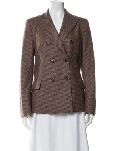 Pre-owned Akris Cashmere Houndstooth Print Blazer In Brown