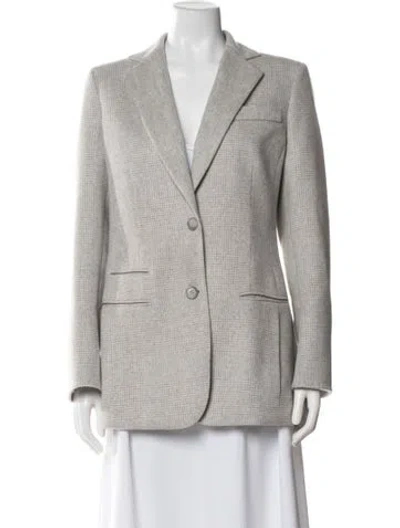 Pre-owned Akris Cashmere Houndstooth Print Blazer In Gray