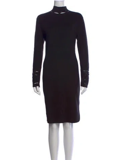 Pre-owned Akris Cashmere Knee-length Dress In Black