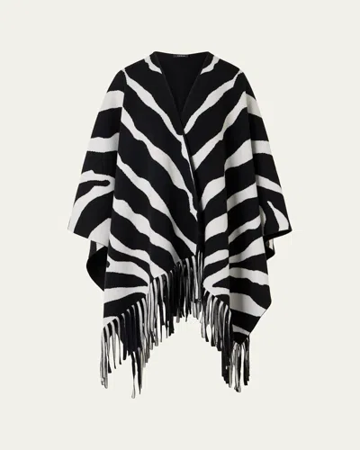 Akris Cashmere Knit Reversible Zebra Cape In Multi