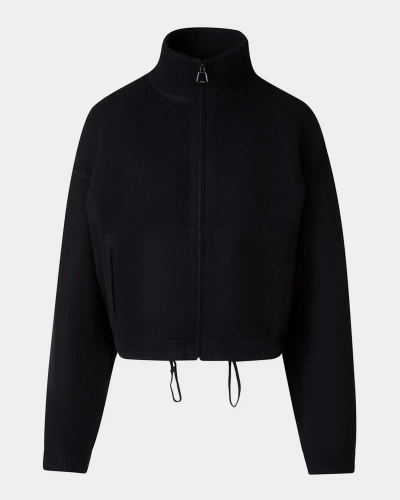 Akris Cashmere Knit Short Zip Cardigan In Black