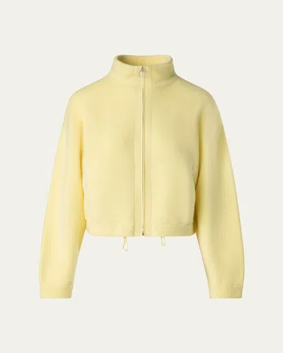 Akris Cashmere Knit Short Zip Cardigan In Mimosa